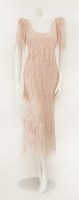 Lot 264 - A vintage pink embroidered layered scalloped lace evening dress