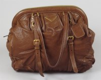 Lot 428 - A Prada soft brown calfskin leather handbag