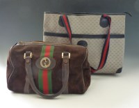 Lot 420 - A Gucci vintage canvas shopper tote bag
