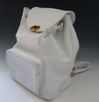 Lot 475 - A Bally white leather rucksack bag
with gold tone hardware