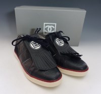 Lot 171 - A pair of Chanel dark blue golf or tennis shoes