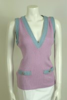 Lot 225 - A Chanel purple cotton ribbed V-neck top