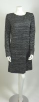 Lot 236 - A Chanel grey wool tweed long sleeve mid-length dress