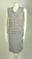 Lot 238 - A Chanel grey and pink wool tweed suit