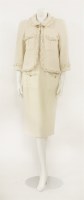 Lot 243 - A Chanel cream wool tweed skirt suit