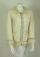 Lot 245 - A Chanel white angora and cashmere knitted cardigan