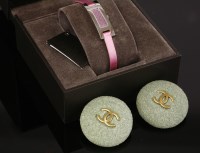 Lot 5 - A pair of Chanel green sand clip-on earrings