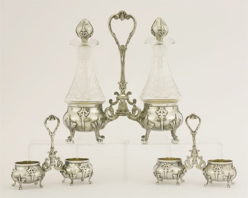Lot 8 - A 19th century French silver condiment set