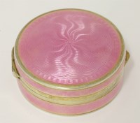 Lot 214 - A silver and pink guilloché enamelled compact case