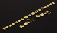 Lot 517 - A gold gemstone Jaipur bracelet and matched earring suite