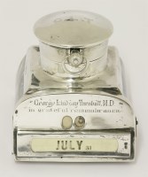 Lot 220 - An Edwardian silver-mounted glass combination inkwell