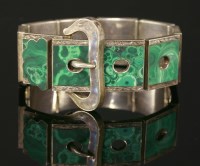 Lot 293 - A Victorian malachite silver jarretière bracelet
