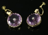 Lot 326 - A pair of Victorian amethyst and diamond drop earrings