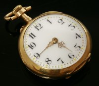 Lot 608 - A ladies' 18ct gold Swiss fob watch