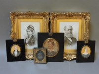 Lot 192 - A pair of 19th century portraits on milk glass