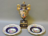 Lot 182 - A 19th century Royal Vienna twin handle urn on pedestal