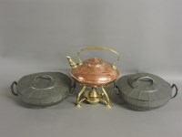 Lot 220 - ##A copper and brass kettle on stand