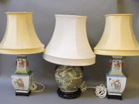 Lot 417 - ##A pair of modern Chinese pottery vase table lamps