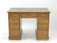 Lot 518 - ##A Victorian oak pedestal desk of nine drawers