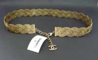 Lot 150 - A Chanel gold tone metal plaited chain belt