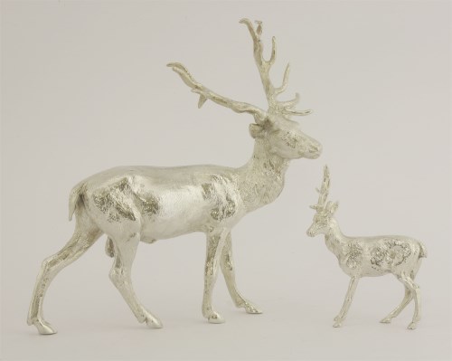 Lot 106 - A modern silver model of a stag