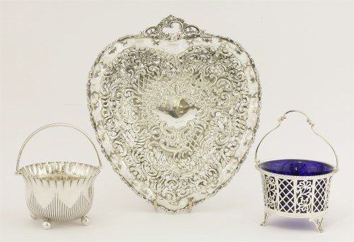Lot 153 - A Victorian silver pierced heart-shaped dish