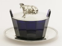 Lot 87 - A Victorian silver and glass butter dish and cover on stand