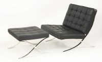 Lot 349 - A modern Barcelona chair and matching stool