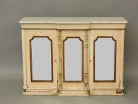 Lot 350 - A cream painted and marble topped side cabinet