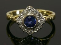 Lot 1 - An 18ct gold sapphire and diamond lozenge shaped ring