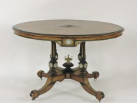 Lot 410A - A Victorian burr walnut and ebonised oval loo table