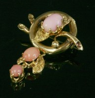 Lot 306 - A Victorian conch pearl and coral gold brooch