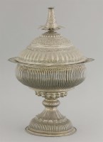 Lot 151 - A Malay Perak silver pedestal Bowl and Cover ('Batil Ber Tutop')