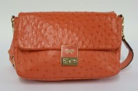 Lot 156 - An Anya Hindmarch pink ostrich skin 'Carker' cross body satchel