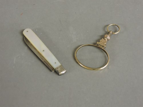 Lot 54 - A silver and mother of pearl fruit knife