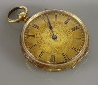 Lot 33 - A Swiss gold fob watch