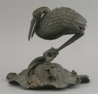 Lot 335 - A bronze egret Koro and Cover