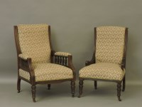 Lot 389 - A pair of late 19th century ladies and gentleman's armchairs