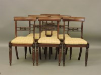 Lot 664 - A set of six Victorian mahogany bar back dining chairs