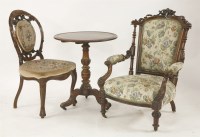 Lot 675 - A Victorian walnut armchair