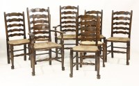 Lot 681 - A set of eight ash and rush seated dining chairs