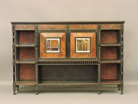 Lot 532 - A Victorian Aesthetic burr walnut and ebonised side cabinet