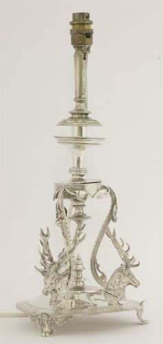 Lot 54 - A lamp converted from a silver-plated centrepiece stand