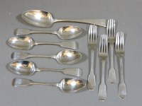 Lot 115 - Five Georgian silver dessert spoons