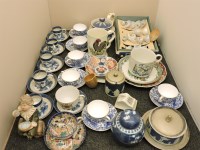 Lot 276 - Six blue and white tea cups and saucers