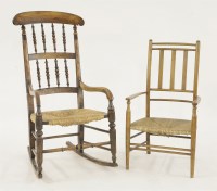 Lot 388 - A Victorian beechwood rocking chair