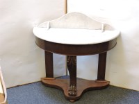 Lot 362 - A mahogany demi lune marble topped washstand