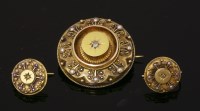 Lot 313 - A Victorian Etruscan-style shield brooch and earring suite