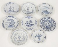Lot 1 - Eight English blue and white delft Plates