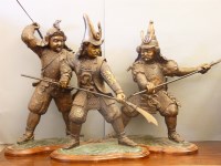 Lot 428 - Three modern Thai bronzed figures of Samurai